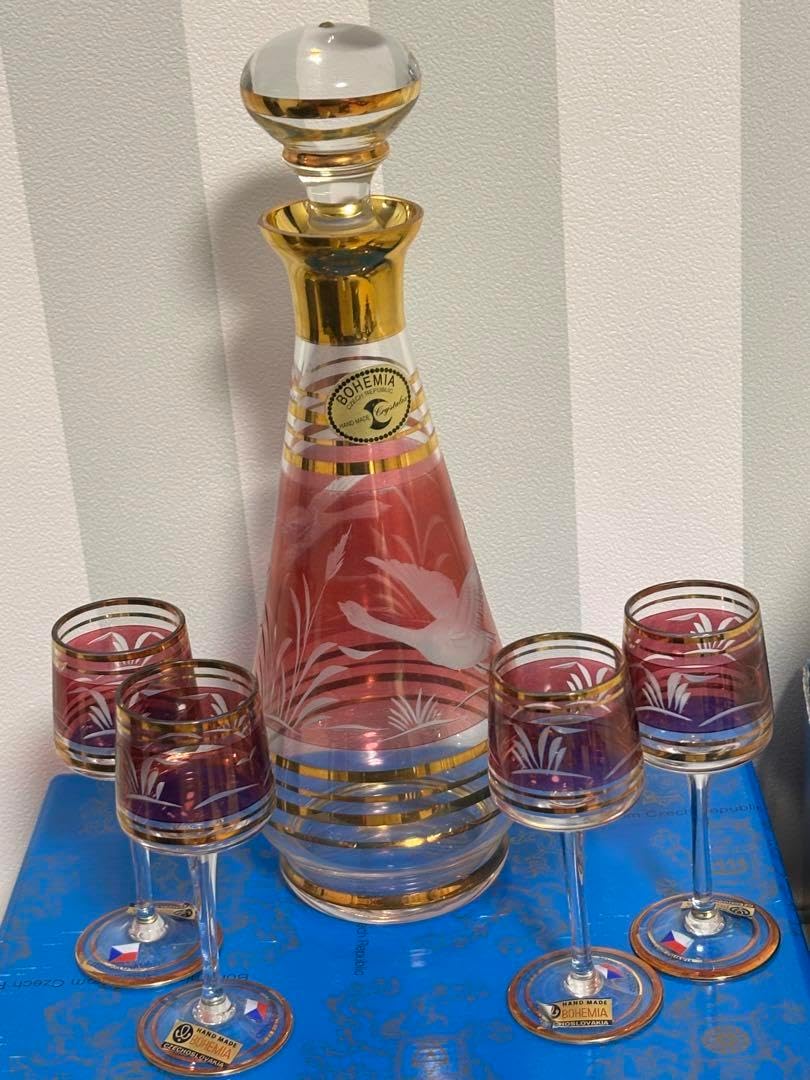 ボヘミアングラスセット デキャンタとグラス6個 ボヘミアングラス